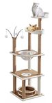 Miss Tiara Cat Tree for Indoor Cats Cat Tree House Tower Sisal Rope Scratching Post Pet Climber Scratcher with Hanging Toy for Adult Cat Kitten Indoor Play Sleeping 164cm