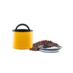 AirScape Planetary Design Stainless Steel Coffee Canister | Food Storage Container | US Patented Airtight Lid | Push Out Excess Air and Preserve Freshness (Small, Matte Yellow)
