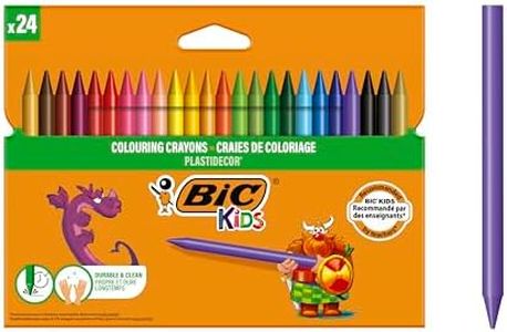 BIC Kids Plastidecor Craies de Coloriage - Couleurs Assorties, Etui Carton de 24
