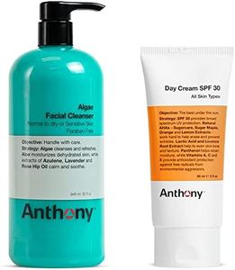 Anthony Algae Facial Cleanser, 32 Fl Oz Day Cream SPF 30 Men’s Face Moisturizer with Sunscreen 3 Fl Oz