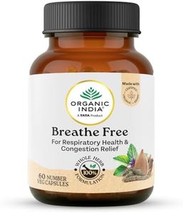 A TATA Product - Organic India Breathe Free - 60 Veg Capsules, Naturally Relieve Shortness of Breath, Wet & Dry Cough, Congestion & Improves Lung Capacity, GMP & NPOP Certified Organic