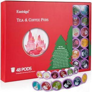 Eastsign Tea K Cups for Keurig, 48 Count Tea Variety Pack with 12 Flavors, Keurig Tea & Coffee Pods Include Various Herbal Tea and Coffee, English Breakfast Tea Green Tea