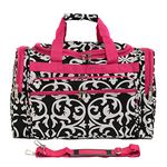 World Traveler 19 Inch Duffle Bag, Pink Trim Damask, One Size