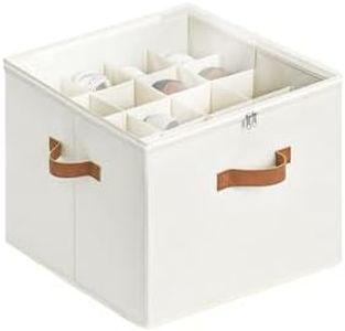 StorageWorks Shoe Organizer for Closet, Fits up to 16 Pairs, Shoe Cubby Storage Containers with Adjustable Dividers and Clear Cover, Beige