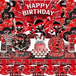 Ninja Birthday Party Decoration - Ninja Happy Birthday Backdrop, Tableware, Tablecloth and Balloons, Karate Party Ninja Warrior Master Party Supplies for Boys Girls Baby Shower, Serves 20