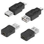GELRHONR 4PCS USB to Micro USB Adapter, USB 2.0 Male to Micro USB Female Converter Support 5V/2A charging 480Mbps Data Transfer for USB Micro-B Devices,Flash Drive, Mouse (USB to Micro USB)