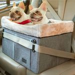 Petsfit Dog Car Seat Medium Sized Dog or 2 Small Dogs with Patent Buckles, Washable Pad, Upgraded Dog Booster Car Seat for Dogs Up to 45 lbs (Medium, Light Grey)