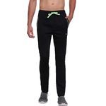 Sporto Men's Quick Dry Solid Gym Track Pants with Zipper Side Pockets | Regular Fit | Black