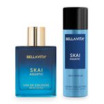 Bella Vita Luxury Men Fresh Wave Combo For Him & Her, Pack Of 2 Premium Long Lasting Fragrance Scent - Skai Aquatic 100 Ml & Skai Body Parfum Deodorant Spray - 150 Ml