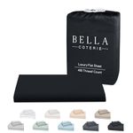 Bella Coterie Luxury Cal King Size Flat Sheet | Organically Grown | Viscose Made from Bamboo | Ultra Soft | Cooling for Hot Sleepers | 18" Deep Pocket [Black]