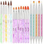 Bohoman 17 Pcs Acrylic Nail Brush,UV Gel Nail Painting Brush Nail Art Tips Builder Brush and Gel Painting Dotting Acrylic Nail Brush Pens