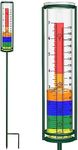 X-PREK Glass Rain Gauge with Colored Background Strip,7" Capacity Easy to Read Outdoor Rain Gauges Best Rated Metal Rain Guage with Stake for Garden Patio Yard Art Decorations