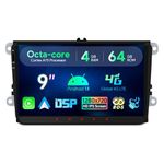 XTRONS Double Din Car Stereo Bluetooth for Volkswagen SEAT SKODA Caddy Polo Golf mk Passat, 9inch Android Car Radio Player Built-in 4G DSP WIFI GPS Car Play, Octa-Core Head Unit, Optional DAB+ OBD