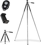 KODAK PhotoGear 42” Tripod | 8-Section Aluminum Stainless Steel Tripod w/Bluetooth Remote, Telescoping Leg-Lock Height Adjustment, 360° Ball Head, Rubber Feet, Smartphone Adapter E-Guide & Carry Case