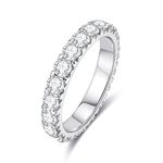 AnuClub Moissanite Eternity Wedding Band Ring D Color Lab Diamond 18K Gold Plated Silver Ring for Women With Certificate, Sterling Silver, Moissanite