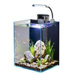 Fish Tank Starter Kits, Nano Glass Aquarium with Filter, Led Light for Aquascape DIY Small Betta Fish Tank (1.5 Gallon Fish Tank Kit)