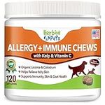 Herbion Pets Allergy + Immune Chews with Kelp & Vitamin C, 120 Soft Chews – Supports Immunity, Skin & Coat Health – Relieves Itchy Skin – Made in USA. Natural Vegetable Flavor – for Dogs 12 Weeks+