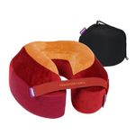 Cabeau Best Neck Pillow for Travel – Evolution Earth Deluxe – 360° Head, Neck and Chin Support for Sleeping – Sustainable Memory Foam - Removable, Washable Cover with Compact Carrying Case (Fire)