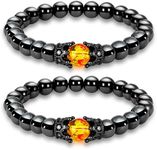 ZZ ZINFANDEL 2Pcs Anti-Swelling Black Obsidian Bracelets,Adjustable Lymphatic Drainage Magnetic Therapy Bracelet Anklet for Women Men,Anti-Anxiety Yoga Beads Stress Relief Bracelets (D), Metal, alloy