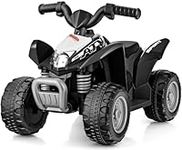 OLAKIDS Kids Ride On ATV, 6V Electric Vehicle for Toddlers, 4 Wheeler Battery Powered Motorized Quad Toy Car for Boys Girls with LED Lights, Music, Horn (Black)