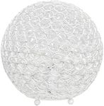 Elegant Designs LT1067-WHT 10" Elipse Crystal Collection Metal Crystal Ball Sequin Table Desk Lamp for Accent Lighting, Décor, Living Room, White