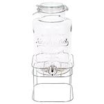 Rink Drink 1x Chrome Stand 6.5L Glass Drinks Dispenser with Tap & Chrome Stand - Large Kitchen Party Water Juice Punch Drink Fridge Container Jug Bottle Jar