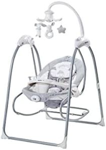 Aziamor AZ108 Sogni D'oro Altalena Elettrica per Neonato 3 in 1 con funzione Sdraietta Culla e Dondolo con Zanzariera da 0 fino a 10kg con Telecomando a distanza Giostrina e proiettore Colori a Scelta