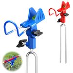 MOERDIFFER Pack of 2 Rod Holders, Stainless Steel Fishing Rod Holder with Luminous Effect, 360° Adjustable Holder for Fishing Rods, Fishing Rod Holder for Floor, Rod Holder for Boat (Red/Blue)