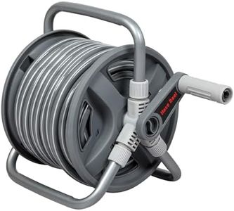 Traderight Portable Water Hose Reel Holder, 1/2'' X 20M, Wall Mount Garden Hose Reel, 2 Nozzle Modes, Self-closing Water Pipe Valve, Handheld, Garden Watering Car Washing Pet Bathing, PP PVC Material