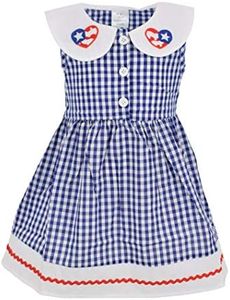 Unique Baby Girls 4th of July Gingham Flag Red White Blue Dress (7)