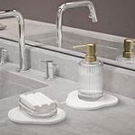 Navaris Diatomaceous Earth Tray Small Set - Trays for Kitchen Soap Bathroom Sink - Water Absorbent Diatomite Pads - Stone Coaster Quick Dry - White