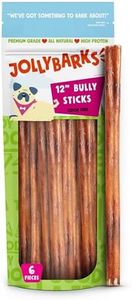 Jolly Barks Bully Sticks for Small Dogs | All Natural, Single Ingredient Bully Sticks for Puppies to Medium Dogs (12" Stnd Bully Sticks - 6pk)