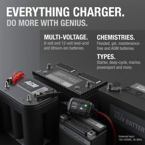 NOCO GENIUS2 2A Smart Battery Charger – 6V/12V Portable Maintainer