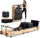 Pilates Reformer Machine,Folding Pilates Reformer,Pilates Bed, Home Pilates Reformer, Durable and Quiet, Pilates Equipment for Home Workouts with ReformerAccessories and Reformer Pilates Box（Wood）