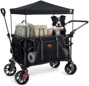 EVER ADVANCED 225L Festival Trolley on Wheels with Removable Canopy, 150KG Heavy Duty Camping Trolley, Push & Pull Beach Trolley Cart with 3 Large Pockets, Garden Trolley Folding wagon Fishing