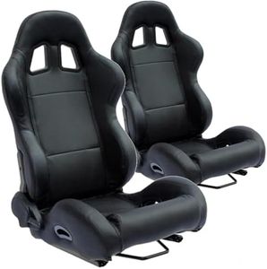 Performance World 274000 SportSeat2 Racing Black PVC Vinyl Seats. Pair