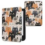 kwmobile Case Compatible with Kobo Clara BW/Colour Case - eReader Cover - Cats Orange/Black/White