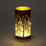 SHATCHI 20cm Christmas Decorated Vase Table Lamp Etched Glass Tube Forest Firework Scene Copper Cylinder LED Fairy Lights Battery Operated