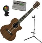Lanikai MA-CET Mahogany Cutaway Electronic Tenor Ukulele w/ Gig Bag, Geartree Cloth, Stand, and Tuner