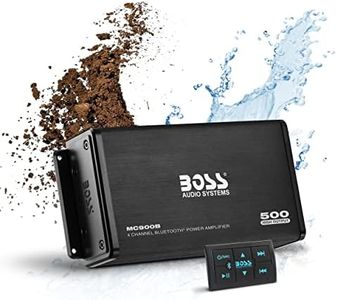 BOSS Audio Systems MC900B 4 Channel Amplifier for ATV UTV Car Marine - 500 High Output, Low Level Inputs, Full Range, Weatherproof, Bass for Subwoofer