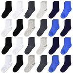 GENTABY Boys Girls Toddler Socks- Attractive Soft Elastic Baby Socks -24 Packs Black White Gray for 2-4 Years Kids Daily School Socks