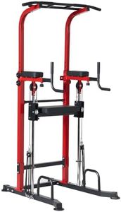 SogesPower Strength Training Dip Stands Power Tower Dip Station Pull Up Bar for Home Gym Multi-Function Adjustable Height Strength Training Workout Equipment