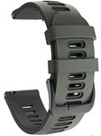 Zitel® Watch Band Compatible with Fossil Gen 6 44mm, Gen 5 Carlyle, Garrett, Julianna, Gen 5E 44mm, Gen 4 Explorist HR Quick Release Soft Silicone Strap 22mm - Army Green-Black