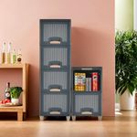 Kuber Industries 6 Units Storage Cabinet Organizer (4 + 2) | Multipurpose Folding Storage Racks | Clothes Drawer Organizer for Wardrobe | Grey