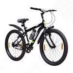 Hero Rove Sports 24T Single Speed Mountain Bicycle for Mens | Black-Lime Green | Rigid | V Brake | Steel Frame : 15.5Inches | Rider Height : 4ft 4" - 5ft 1" | 95% Pre-Assembled(Ready to Ride in 5 Min)