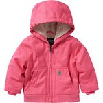 Carhartt Baby Girls' Sherpa-Lined Hooded Canvas Zip-Up Jacket, Pink Lemonade, 4 Years