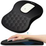 CHEMISTORS Mouse Pad Wrist Support with Massage Design | Wrist Rest Pain Relief | Mousepad with Memory Foam & Non-Slip PU Base | Mouse Pads for Wireless Mouse & Desk | 12 x 8 inch | Black