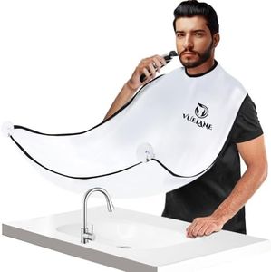 Vuelane Beard Bib - Beard Bib Hair Catcher for Men Shaving - Non-Stick Beard Bib Apron with Strong Suction Cups - Grooming Gifts for Husband, Dad - White