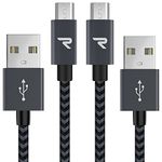 RAMPOW Micro USB Cables 2.4A High-Speed Android Charger Cable (Space Grey, 3.3ft, 2-Pack) Nylon Braided Samsung USB Cables for Samsung Galaxy S7/S6, Nexus, Sony, Kindle, PS4, Motorola, LG, HTC, Nokia, Android Devices and More