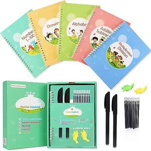 Magic Ink Practice Copybooks for Kids, Reusable Grooved Handwriting Training Workbooks for Preschools, Grooves Design Pen Control Tools, Early Childhood Education Materials (20cmX14cm, 5 Books)